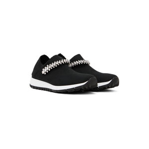 JIMMY‎ CHOO Black Verona Crystal Stretch-knit Sneakers 9.5/39.5 Women’s
